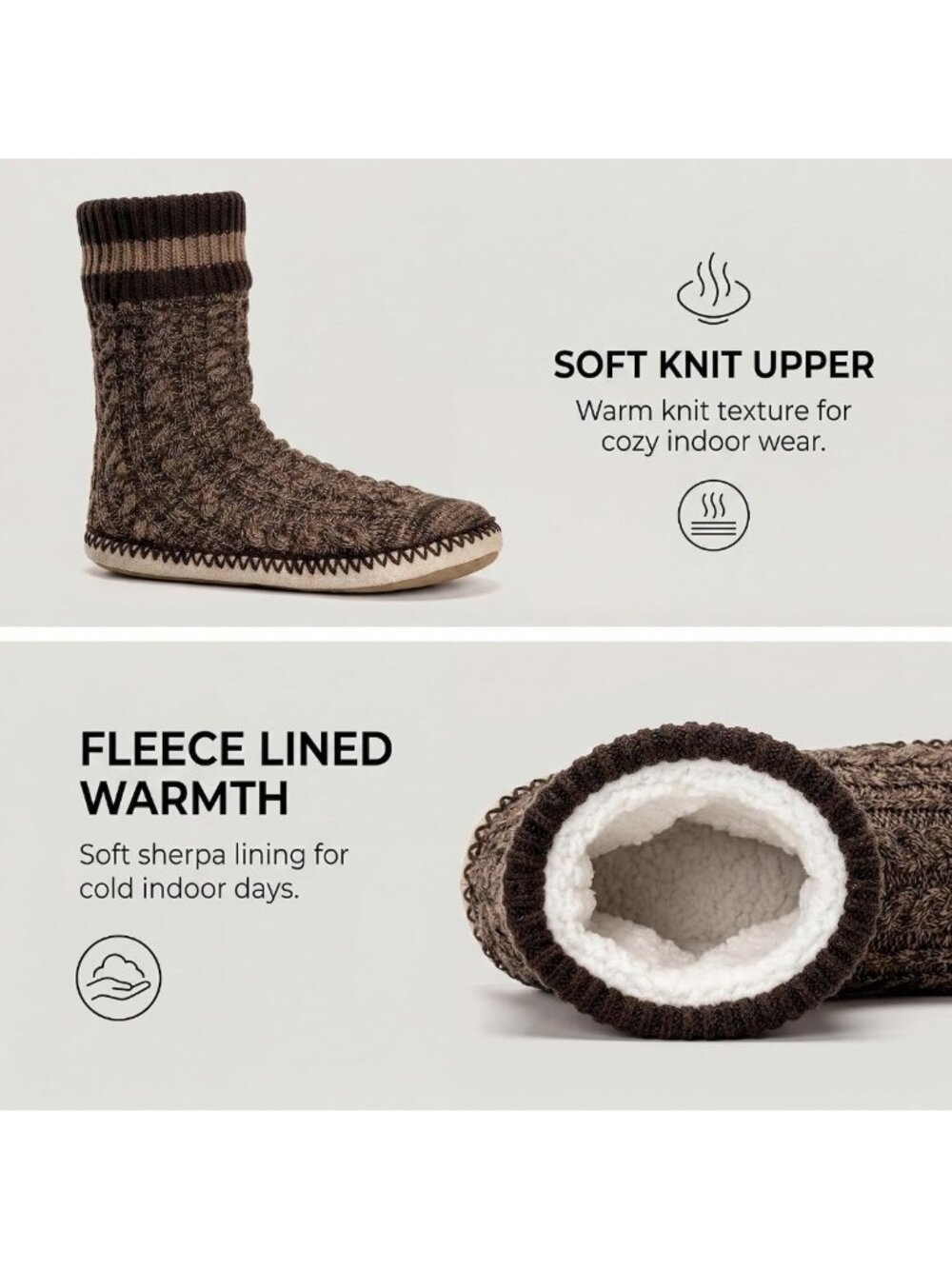 Cozy Men's Fleece-Lined Slippers | Soft Sole, Non-Slip, Warm Sock Shoes - Picture 3 of 9